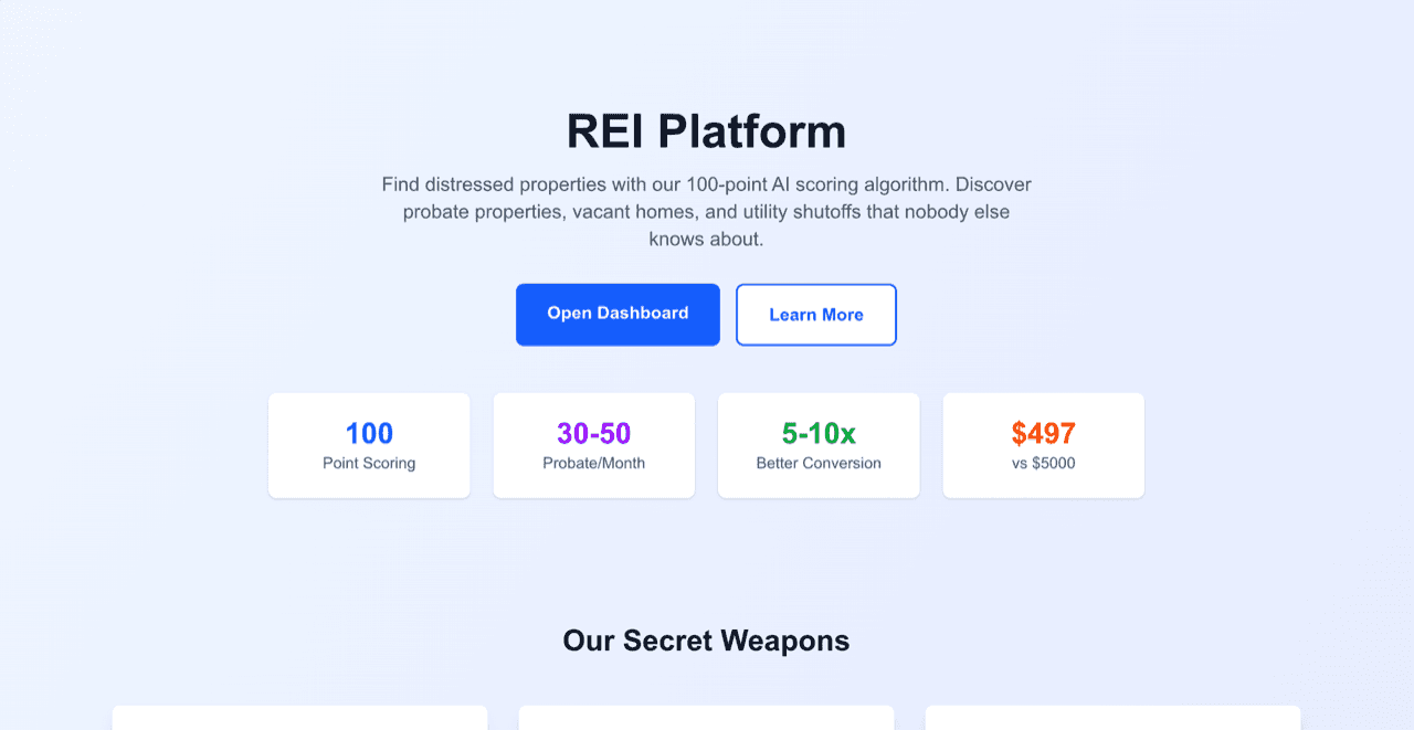 REI Data Platform screenshot